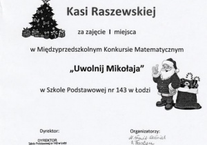 Dyplom dla Kasi Raszewskiej.