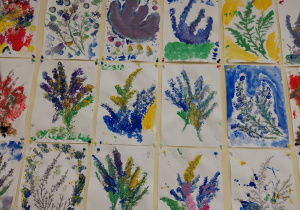 Malowane farbami jesienne wrzosy.